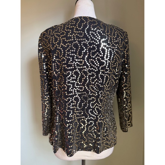 Drapers & Damons Black Gold Sequin Tank Top Jacket Set S glam bling Y2K party - Picture 2 of 6
